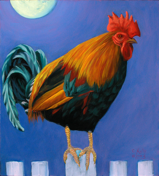 Rooster Under the Moon